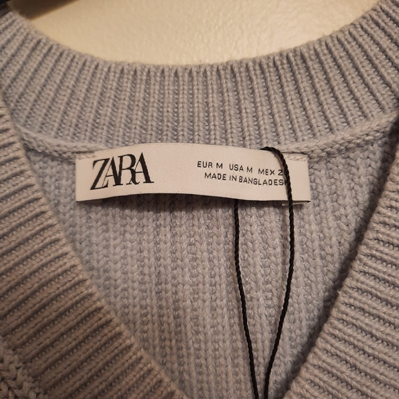 Zara Blue Knit Sweater Vest Top Sleeveless - Picture 8 of 12